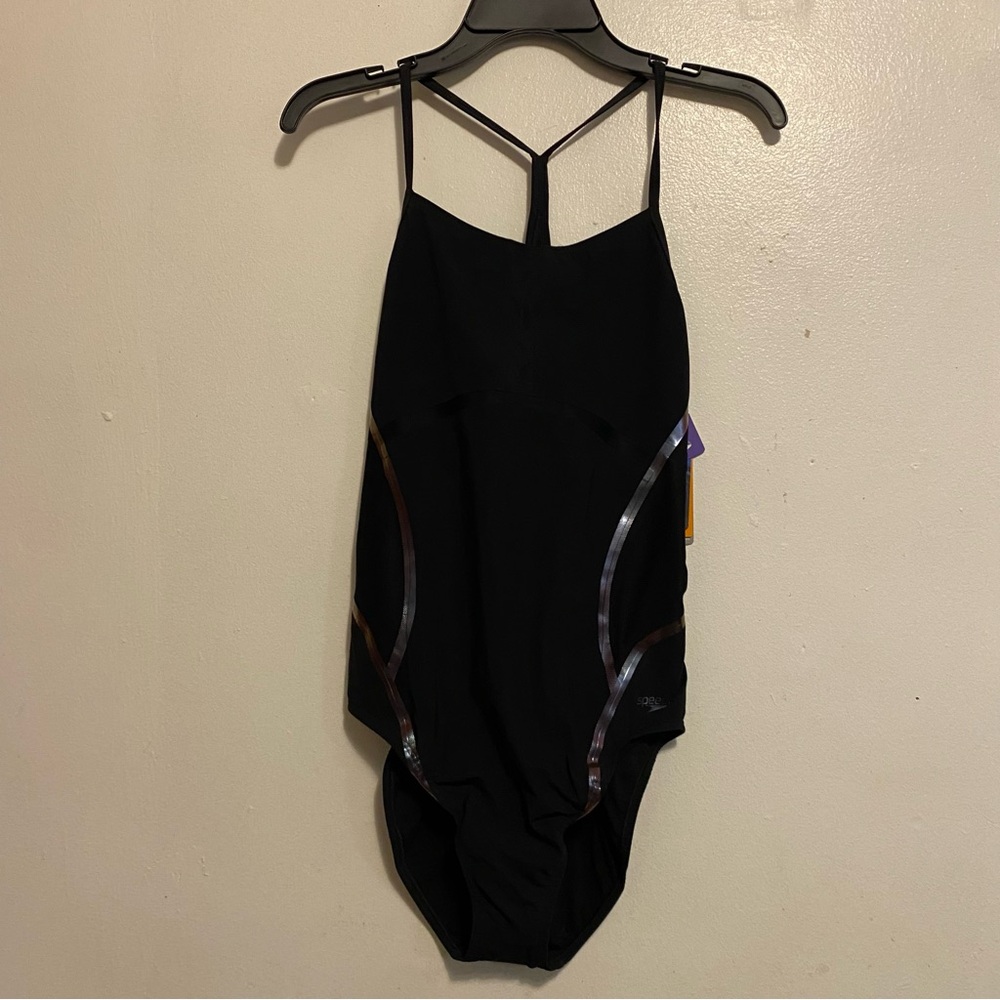 Speedo Black Swimsuit One Piece Women’s Size 10 Power Plus New‎